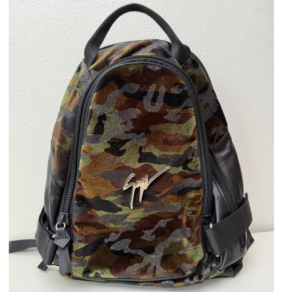 Giuseppe Zanotti Camouflage Velvet Backpack Army Print Italy